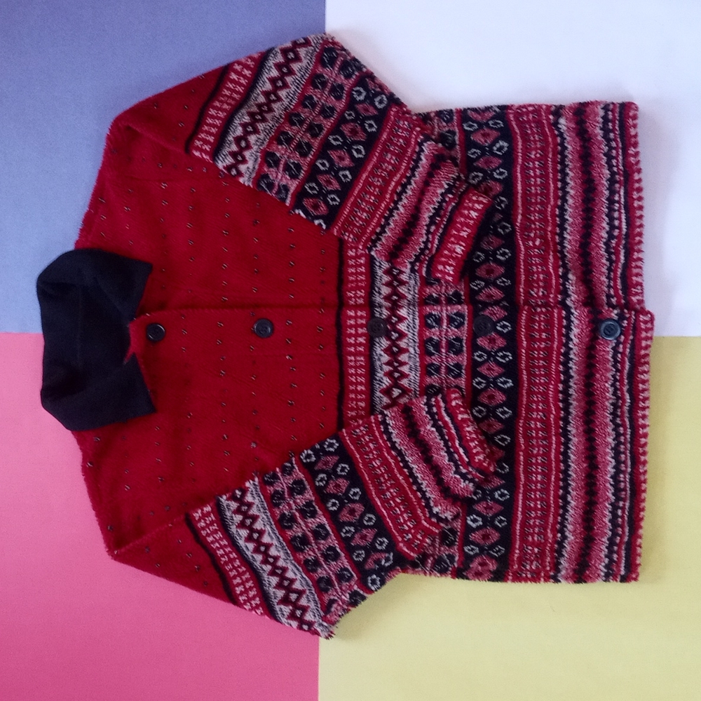 Vintage Marshlands Canada Retro Pattern Fleece Button-Up Sweater